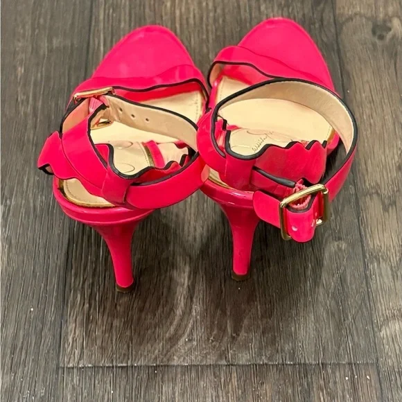 Jessica Simpson Pink Scallop Heels | Size 7M / 37 | Strappy Open Toe - Picture 6 of 12